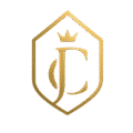JeanCast Realty logo featuring a sophisticated gold monogram of intertwined 'J' and 'C' within a house-shaped emblem, symbolizing homeownership and real estate expertise. Set against a navy blue background, the design highlights professionalism and trust. The elegant gold serif font spells 'JeanCast' with 'REALTY' in white sans-serif, emphasizing real estate services and property solutions